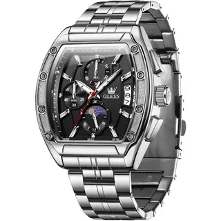 Herrenuhr, 41 mm quadratisches Zifferblatt, Edelstahlarmband, kratzfestes Glas, 30 m wasserdicht, Quarzwerk, modische Businessuhr