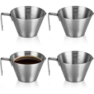Edelstahl-Espressobecher 100ml mit Handgriff, 4er Set - Bunt