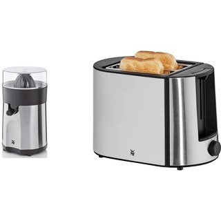 WMF Stelio Saftpresse elektrisch, Zitruspresse, Orangenpresse, 85 Watt, 2 Presskegel & Bueno Pro Toaster Edelstahl, Doppelschlitz Toaster mit Brötchenaufsatz, 2 Scheiben, 6 Bräunungsstufen, 870 W