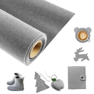 Filz Meterware,50 cm×300 cm Tischläufer Filz 3 mm dick Filzstoff Filzmatten zum Zuschneiden Nadelfilz für Kleidung, Accessoires, Dekorationen (Grau, 50 cm×300 cm)