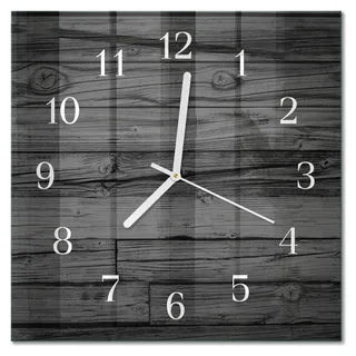 Tulup Glasuhr Wanduhr Küchenuhr Echt-Glas 30x30 cm Modern Dekorativ Geräuschlos Weiße Zeiger - Holz - Schwarz