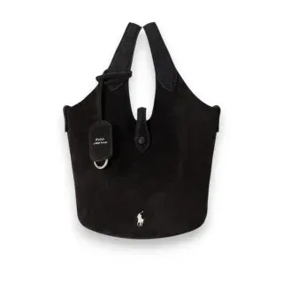 Polo Ralph Lauren für Damen. 428P23820002 Umhängetasche Polo Play aus schwarzem Wildleder (OSFA), Lässig
