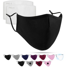 LUFTTY Maske mit Filter und verstellbaren Ohrschlaufen | Community Maske schwarz | Behelfs Mundschutz waschbar | Premium Stoffmaske