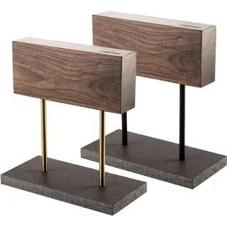 Rechberger Messerblock Walnuss/Naturstein Magnetisch - Schwarz, Gold