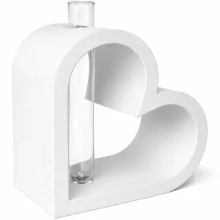 Herz-Vase mit Reagenzglas, Minimalistisches Modernes Design, Geschenk für Hochzeit, Geburtstag, Valentinstag, Weihnachten, Geschenk für Freundin/Freund, Mutter/Vater, Schwester/Bruder (Weiß)