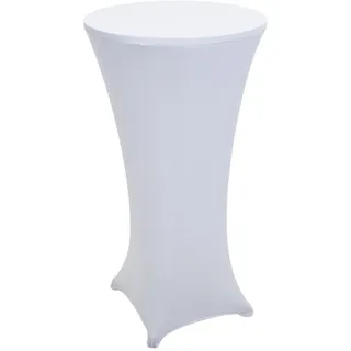 Mendler Set Stehtisch + Stehtischhusse HWC-J30, Bistrotisch Tischhusse, klappbar höhenverstellbar Ø 60cm ~ Husse weiss