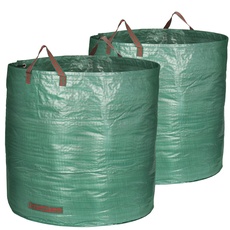 com-four® 2x Gartenabfallsack XXL - je 500L - 150gsm, groß robust, faltbarer Gartensack mit Tragegriffen - reißfeste Falttonne für Laub, Grünschnitt und Gartenabfälle (500 l - 2 Stück)