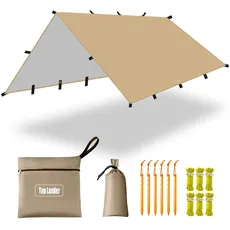 Ultraleicht Tarp 3x4 Wasserdicht Zeltplane Wasserdicht mit ösen Multifunktionales Schutz Sonnensegel für Hängematte,Wandern Picknick Outdoor (beige)