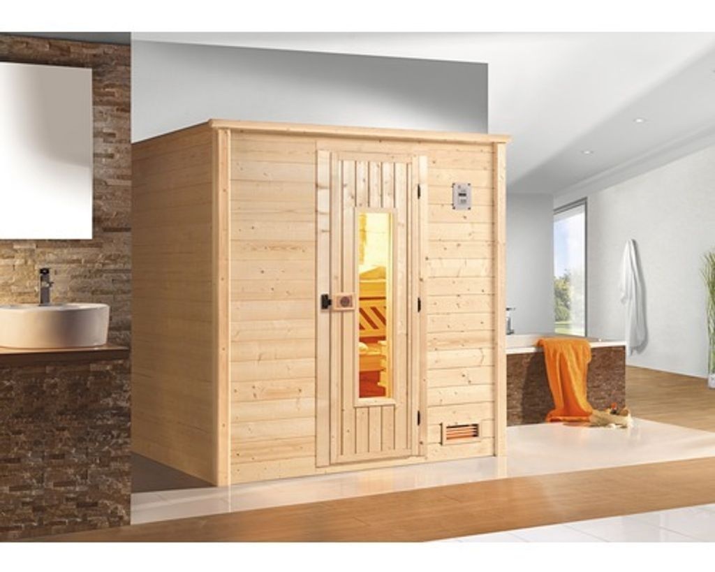 Bild von Premium Massivholzsauna Bergen 2 Sparset 7,5 kW OS inkl. Steuerung