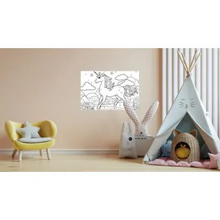 Queence »Einhorn auf Blumenwiese« DIY-Wandsticker zum Bemalen,