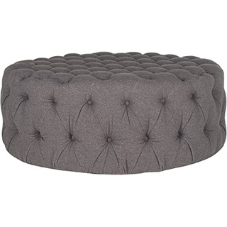 SAFAVIEH Upholstered Ottoman, in Navy, 100 X 100 X 40