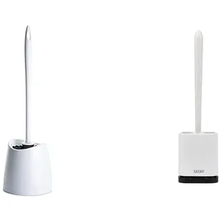 TATAY Standard-Toilettenbürste, Schwarze Bürste, Farbe Weiß. + Silikon Toilettenbürste, flexibel, mit schnelltrocknender Belüftung, graue Bürste.