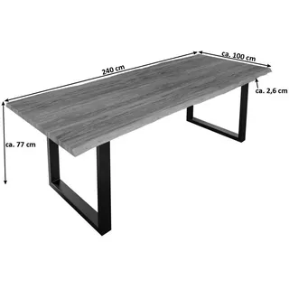 möbelliebling Esstisch Baumkante massiv Akazie stone 240 x 100 cm schwarz LAUREN
