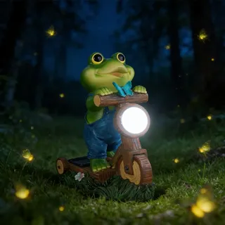 SGZIOO Deko Frosch für Draußen, Solar Frosch Gartendeko, Frosch Deko Garten Wasserdicht, Lustige Frosch Statue, Frosch Figur, Tier Garten Statue für Terrasse Rasen Teiche