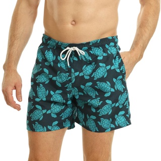 RIPT Herren Essentials Quick Dry UV 50 Sonnenschutz Badeshorts Badehose, Marineblau/Türkis, S