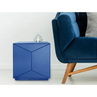 Würfel Beistelltisch, Wohnzimmertisch für Sofas, Nachttisch Blau verspiegelt - Blau