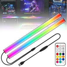 WILLED 2-In-1 Gaming Beleuchtung, 5V USB RGB Under Monitor Lampe, Dreamcolor Screenbar für PC Setup mit 12 Dynamische, Ambient Deko mit Fernbedienung, Beleuchtung für TV Hintergrundbeleuchtung