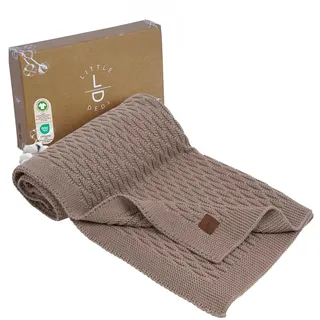 Little Dedi 100% Bio-Baumwolle Babydecke Gestrickt 80x100 cm Mokka – GOTS Zertifiziert, Weich und Atmungsaktiv, Ideal für Neugeborene und Säuglinge, Nora