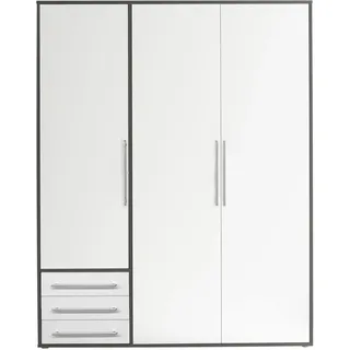 Stella Trading Drehtürenschrank Lyss 155 x 194 x 58 cm Weiß/Graphit