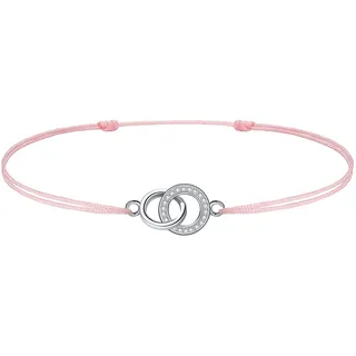 J.Endéar Interlocking Kreis Fußkettchen Damen Mädchen Kordel Kette Silber 925 Doppelring 34cm Verstellbares Handgemachtes Fußkettchen für Sommer Strand Geschenk, Rosa