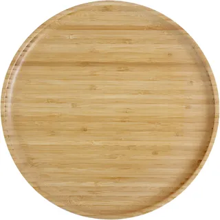 Pandoo Wiederverwendbare Bambusteller | 100% Bambus | Runde Holzteller, Bamboo Plates, Bambus Deko, Speiseteller, Geschirrset, Mehrweg Teller | Set 4 x 30 cm