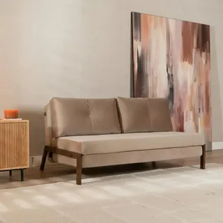 Bronx71 Schlafsofa 2-Sitzer Mikko Samt taupe - Beige
