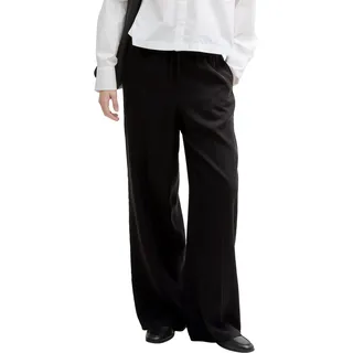 Paperbag-Hose TOM TAILOR DENIM, Damen, Gr. XS (34), N-Gr, schwarz (deep schwarz), Obermaterial: 100% Lyocell, unifarben, weit knöchellang, Hosen Paperbag-Hose, mit Taschen