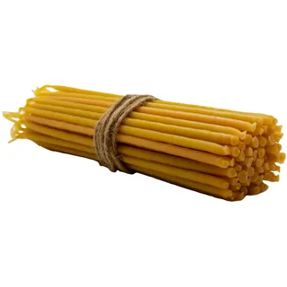 Orthodoxe Kirchenkerzen aus Bienenwachs – 55er-Set | 20cm lang, 5,0 mm Ø | Handgefertigte Ritualkerzen für Gebet, Meditation & Hausaltar – Natürlicher Honigduft, rußfrei, 50 Min. Brenndauer