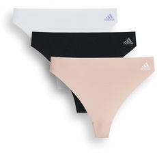 adidas Damen Thong (3pack) Tangahöschen, Schwarz/Grau/Peach, L EU