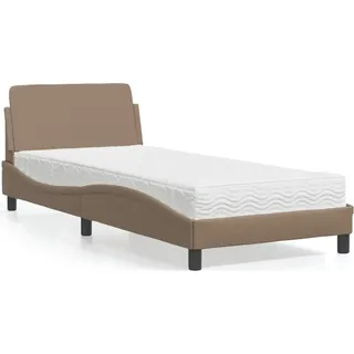 vidaXL Bett mit Matratze "Dover" Cappuccino-Braun 90x200 cm Kunstleder - Braun