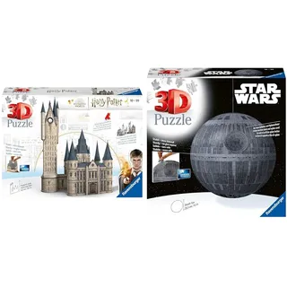 Ravensburger 3D Puzzle 11277 Harry Potter Hogwarts Schloss Astronomieturm 615 Teile & 3D Puzzle 11555 Star Wars Todesstern 540 Teile Puzzleball für Erwachsene und Kinder ab 10 Jahren