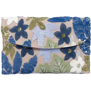 Ausing Elegante Bestickte Handtasche Retro Damen-Clutch mit Pailletten Elegante Leichte Frauen-Tasche Vintage für Abend Hochzeit Fest Kunsthandwerkliche Blumenmuster Blau