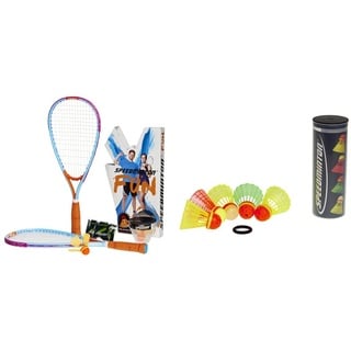 Speedminton 505586 Fun Set - Alternative zu Beachball/Federball inkl. 2 Heli Speeder für Strand, Park, Garten & Unisex Bälle 5er Pack Speeder Mix Tube Speedminton C, gelb/rot/Grün,Einheitsgröße EU