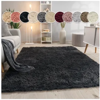 Paco Home Hochflor-Teppich »Silky 591« rechteckig 37 mm Höhe Uni-Farben, besonders weich und kuschelig, grau