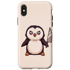 Hülle für iPhone X/XS Pinguin mit Messer