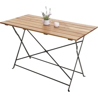 Biergartentisch HWC-J40, Klapptisch Gartentisch, Gastronomie-Qualität Akazie MVG- 120x60cm - naturfarben - Braun