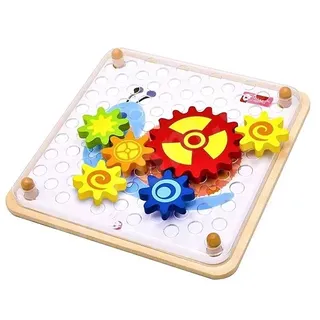 Skládanka ozubená koleka devo 14ks s pedlohami v krabici 23x22x4cm