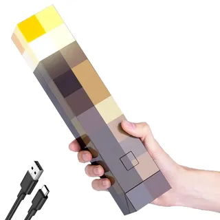 OVLENG MCARS Fackel Licht - 28cm Craft Fackel Nachtlicht, Wall Fackel Nachtlicht USB-C wiederaufladbar für Nachttischlampe,Geschenk für Gamer, Gelb