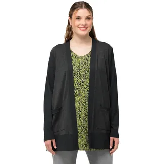 Ulla Popken Damen Sweatjacke, Waffelstruktur, Offene Form, Langarm Sweatshirt (1er Pack)