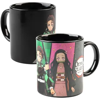 Grupo Erik Tasse Kaffeetasse mit Thermoefekt Demon Slayer Kaffeebecher - Teetasse Größe 8,7 cm x 9,5 cm - Fassungsvermögen 350 ml - Offizieller Anime Kimetsu no Yaiba Manga Geschenke Merch