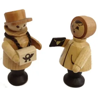 Postpärchen 5 cm Figur Tischdeko Erzgebirge NEU Post Seiffen Weihnachten Paket