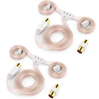 deleyCON 2 Stück FM AM UKW Radio Antenne Dipol Wurfantenne Zimmerantenne 75 Ohm Koax-Anschluss HiFi-Receiver Stereo-Anlage FM-Tuner Radioantenne