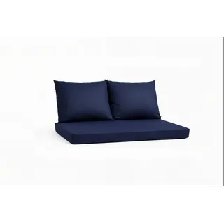 Setgarden Triple Outdoor Palettenkissen Set 120x60x10cm Sitzkissen + Rückenkissen 2x60x50cm 1tlg Marine