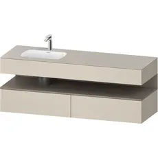 Duravit Qatego Einbauwaschtisch mit Konsolenwaschtischunterbau, 1600x550x600mm, Nische Basalt Matt, Becken links, QA4795043, Farbe: Taupe Supermatt/mit Nischenbeleuchtung