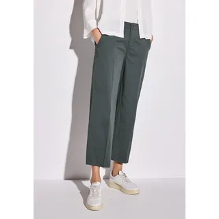 Chinohose STREET ONE, Damen, Gr. 46, Länge 28, grün (marshy grün), Web, Obermaterial: 97% Baumwolle, 3% Elasthan, unifarben, straight fit knöchelfrei, Hosen Chinohose, mit elastischem Bund hinten