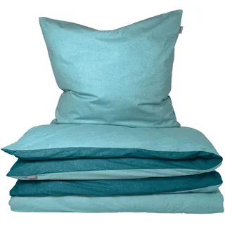 SCHIESSER Doubleface Unifarben Türkis 155 x 220 cm + 80 x 80 cm