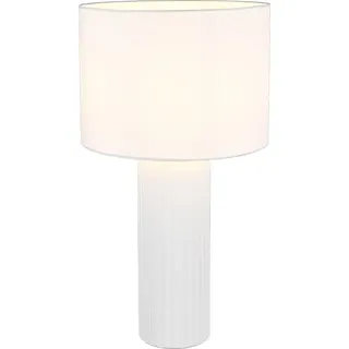Tischlampe, weiß, Keramik, Textil, H 51 cm - Weiß
