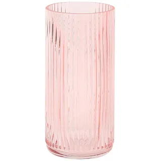 KAYLETIN Gerippte Glasvase, Rosa Glasvase für Blumen, Blumenvasen für Sträuße, Moderne Gerippte Vasen für Wohnzimmer, Schlafzimmer, Esstisch, Büro, Hochzeit, 20 cm