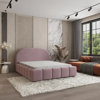 Masseno Polsterbett FLUSSO 120x200 cm, Polsterbett mit Bettkästen -Rosa, SORO 61 - Rosa