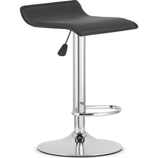 Hocker FORT - schwarzes Ökoleder / Chromfuß - Schwarz, Silber